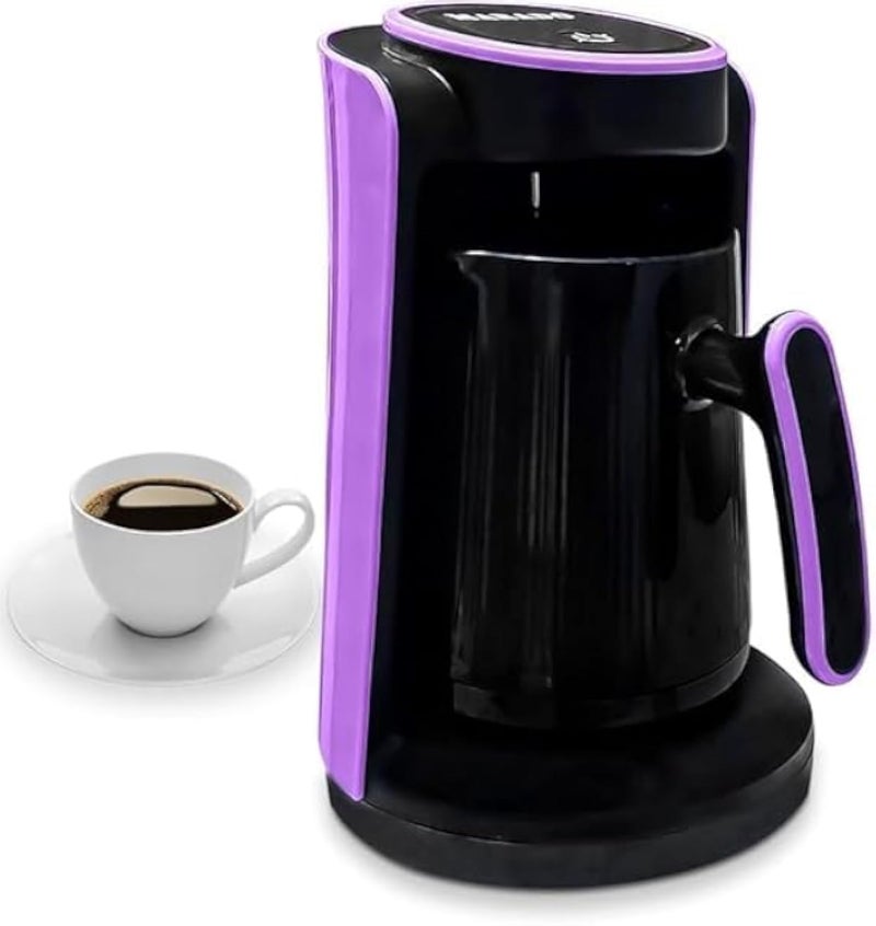 Turkish Coffee Maker Electric Coffee Machine 600W 4 Cup 280ml Anti Overflow Sensor Safety System Portable Coffee Pot For Home Office Travel (Purple)
